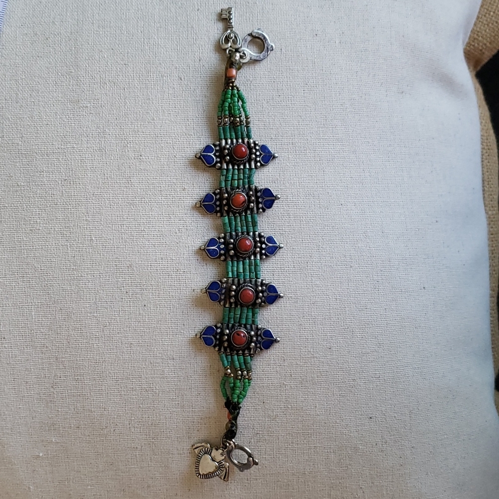 Tourqoise silver stone bracelet 7 in